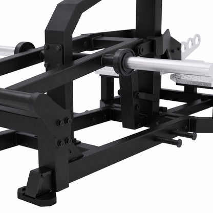 DHZ TITAN Mechanix Y986ZA Belt Squat – Plate Loaded Kniebeugenmaschine – dhz titan mechanix y986za belt squat obsidian black gewichtsaufnahme detail 
