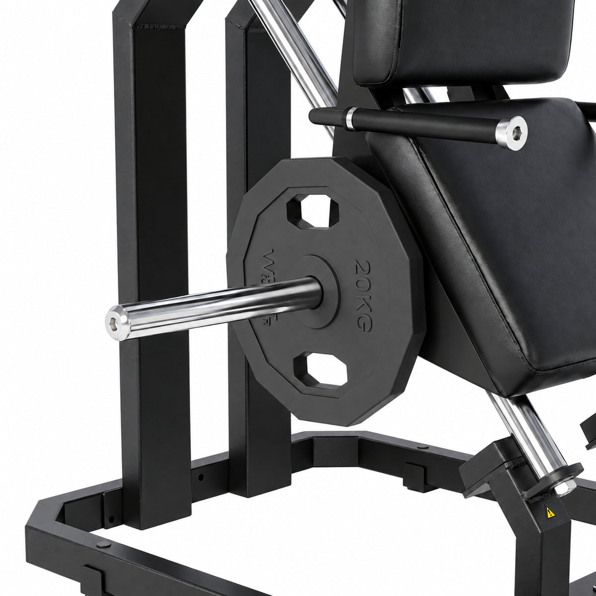 DHZ Y900 Y945 Wadenmaschine (Calf) in Schwarz-Schwarz – Detail der Hantelscheibenaufnahme