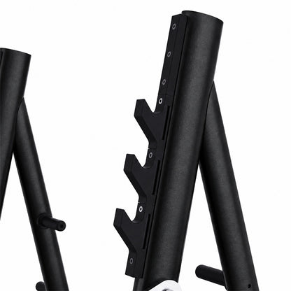 DHZ TITAN Extreme T933 Olympic Flat Bench – Professionelle olympische Flachbank mit Hantelablagen – olympic flat bench langhantelbank obsidian black langhantelablage detail
