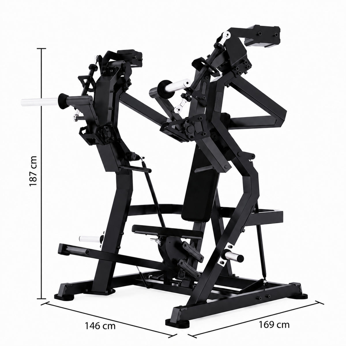 DHZ TITAN Mechanix Y905ZAG Chest Press - Plate Loaded Brustpresse – chest press obsidian black abmessungen
