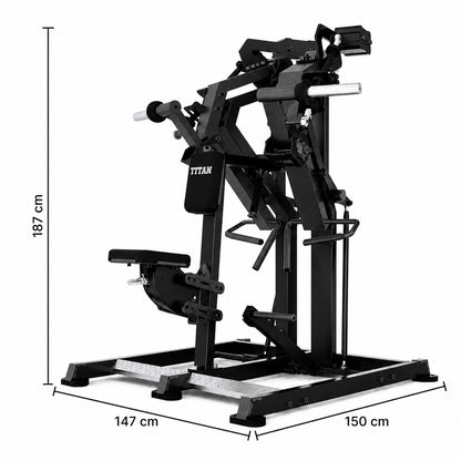 DHZ TITAN Mechanix Y925ZA Low Row - Plate Loaded Rudergerät für Rücken – low row obsidian black abmessungen
