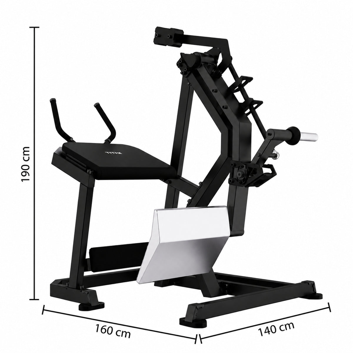 DHZ TITAN Mechanix Y940ZA Rear Kick - Plate Loaded Glute Trainer – rear kick obsidian black abmessungen
