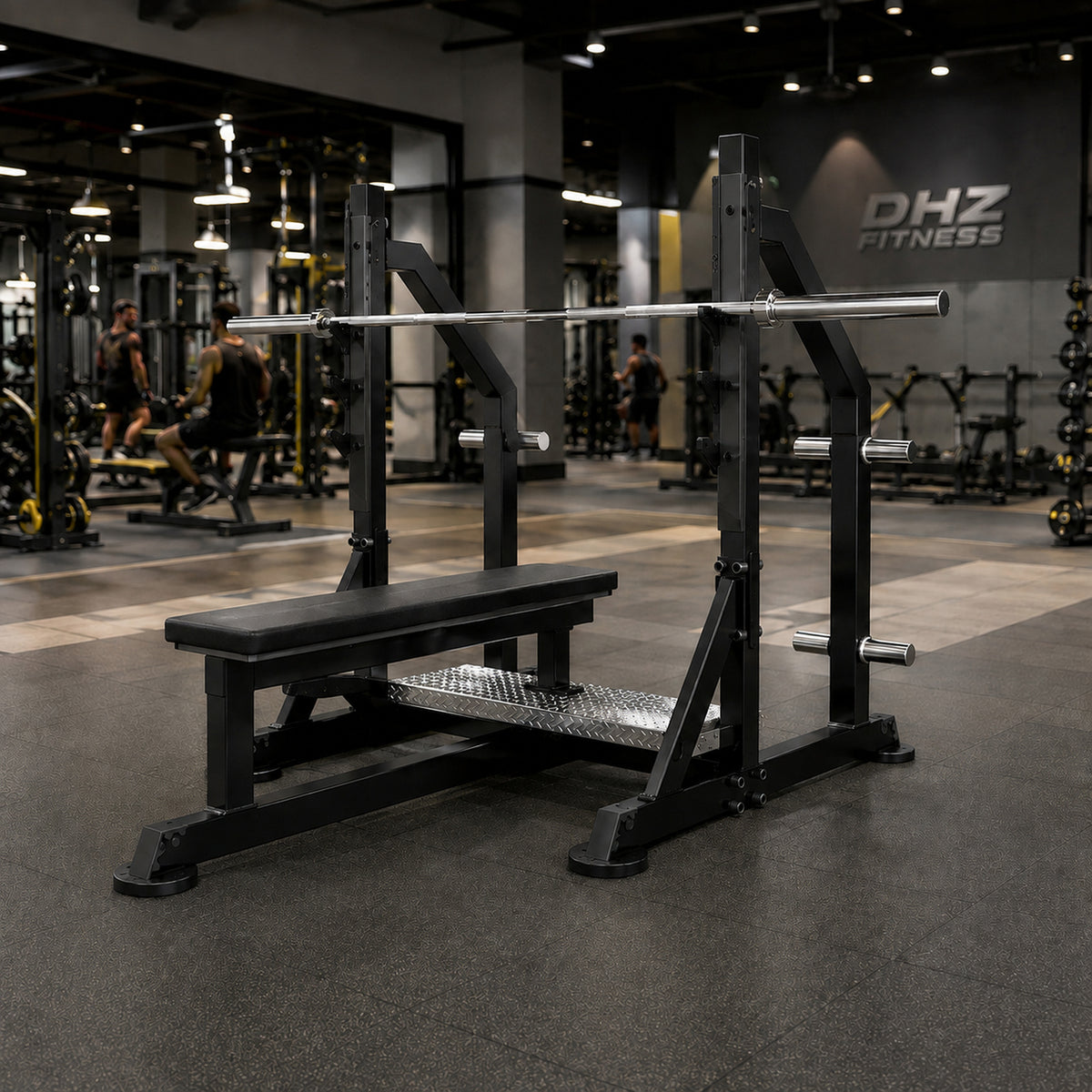 DHZ TITAN Mechanix Y972ZA Olympic Flat Bench - Plate Loaded Flachbank für Langhanteltraining – olympic flat bench obsidian black premium