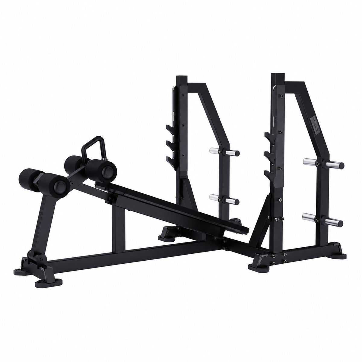 DHZ TITAN Mechanix Y973ZA Olympic Decline Bench - Plate Loaded Negativbank für Langhanteltraining – olympic decline bench obsidian black perspektivansicht rechts