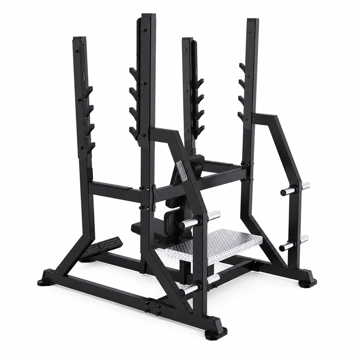 DHZ TITAN Mechanix Y974ZA Olympic Military Bench - Plate Loaded Schulterpresse Bank für Langhanteltraining – olympic military bench obsidian black ansicht rechts