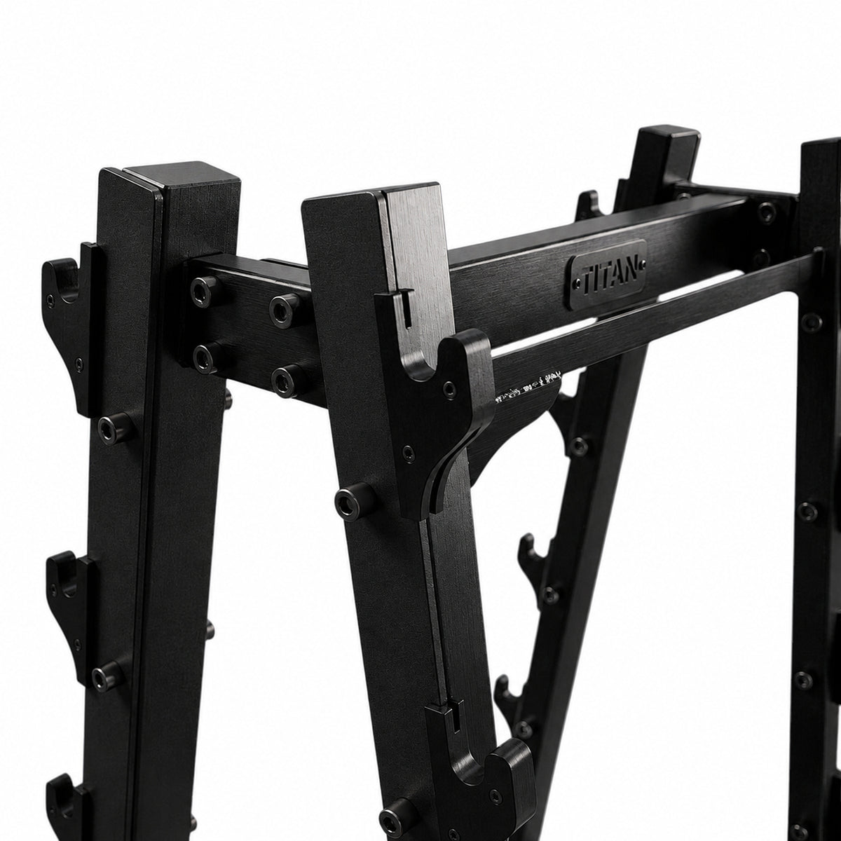 DHZ TITAN Mechanix Y981ZA Barbell Rack - Hantelablage für Langhanteln und Curlstangen – barbell rack obsidian black rahmen detail