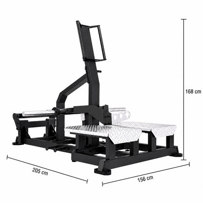 DHZ TITAN Mechanix Y986ZA Belt Squat – Plate Loaded Kniebeugenmaschine – dhz titan mechanix y986za belt squat obsidian black abmessungen 