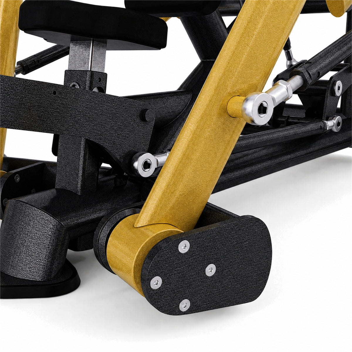 DHZ TITAN Extreme T905 Super Decline Chest Press – Brustpresse für unteres Brusttraining – super decline chest press schwarz gold gelenk detail