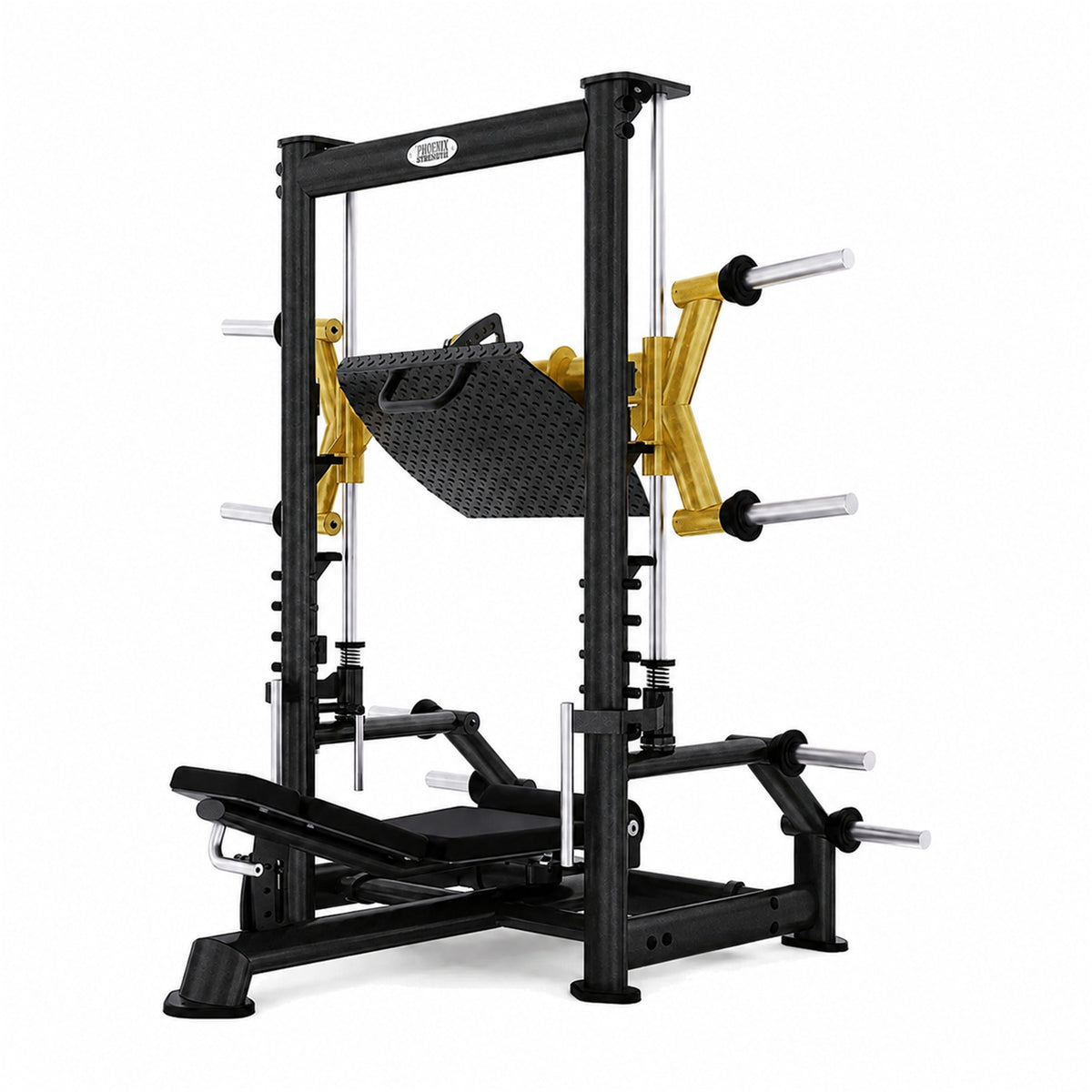 DHZ TITAN Extreme T919 Vertical Leg Press – Vertikale Beinpresse für Quadrizeps- und Beintraining – vertical leg press beinpresse schwarz gold hauptansicht