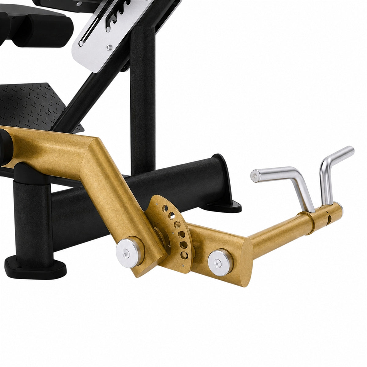 DHZ TITAN Extreme T936 Dual 45° Hip Extension – Glute- & Hamstring-Maschine – dual 45 degree hip extension schwarz gold verstellung detail