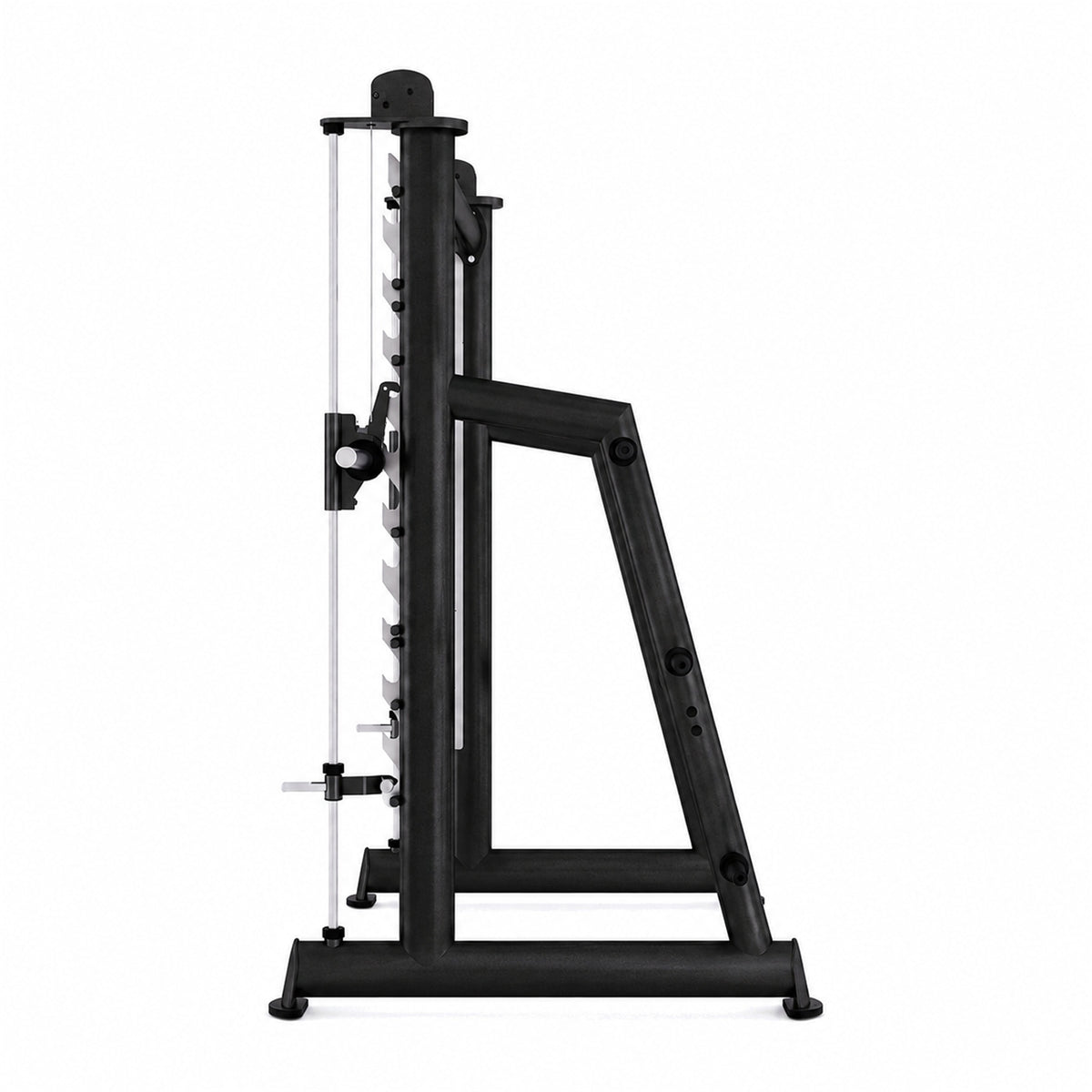 DHZ TITAN Extreme T938 Smith Squat Rack – Professionelle Smith Machine – smith squat rack seitenansicht obsidian black