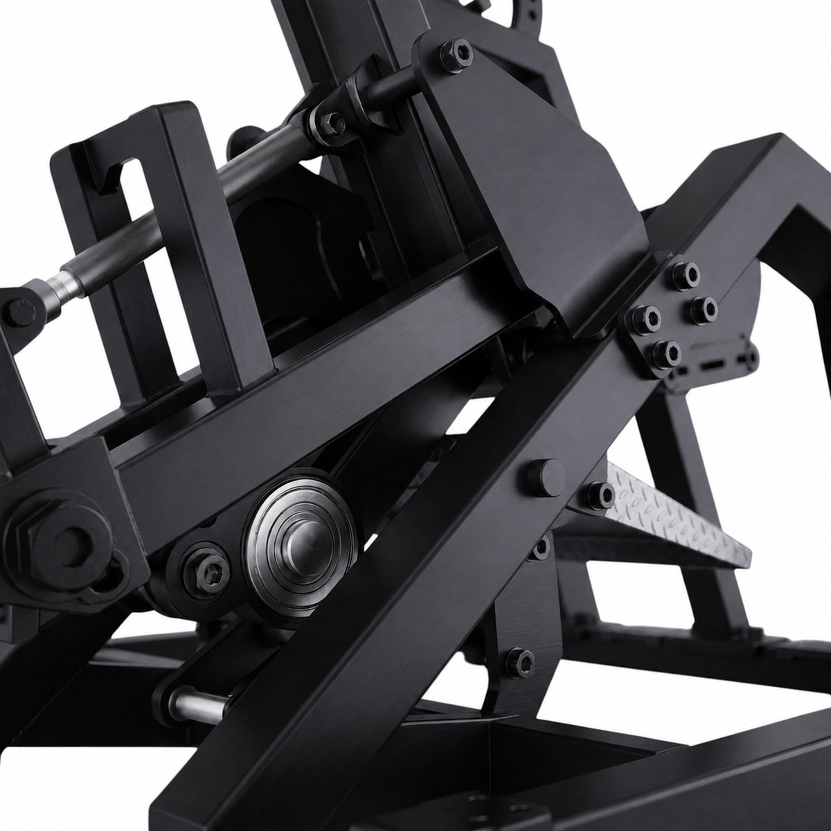 DHZ TITAN Mechanix Y930ZA Row - Plate Loaded Rudergerät für Rückentraining – row obsidian black gelenk lagerung detail