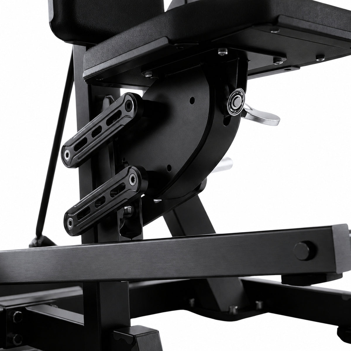DHZ TITAN Mechanix Y935ZA Shoulder Press - Plate Loaded Schulterpresse für professionelles Oberkörpertraining – shoulder press obsidian black sitzverstellung detail