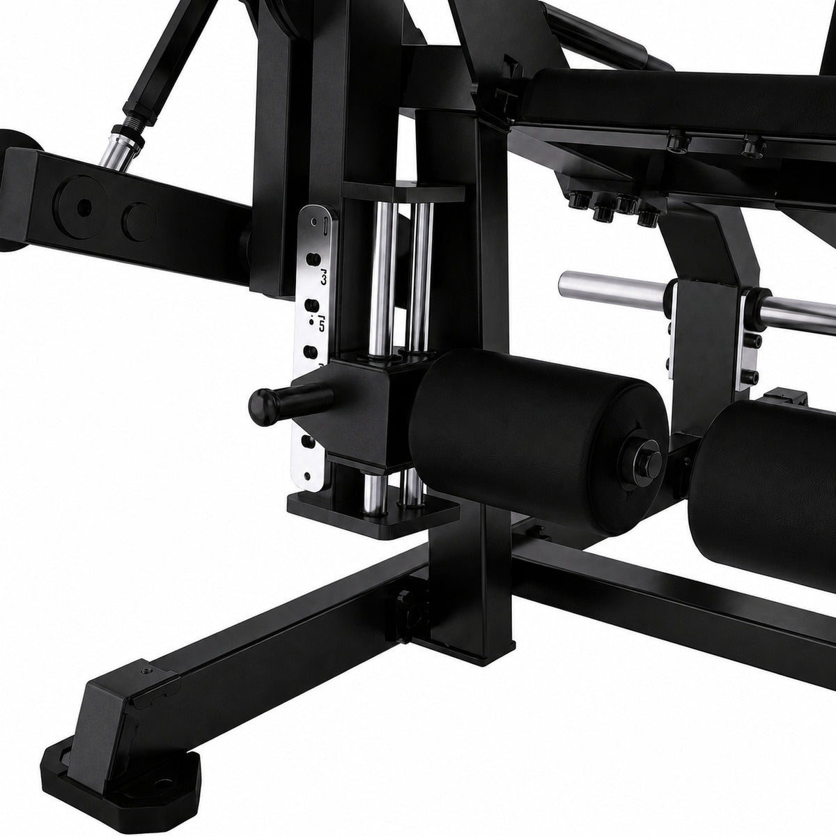 DHZ TITAN Mechanix Y961ZAG Leg Extension – Plate Loaded Beinstrecker – dhz titan mechanix y961zag leg extension obsidian black polster verstellung detail 