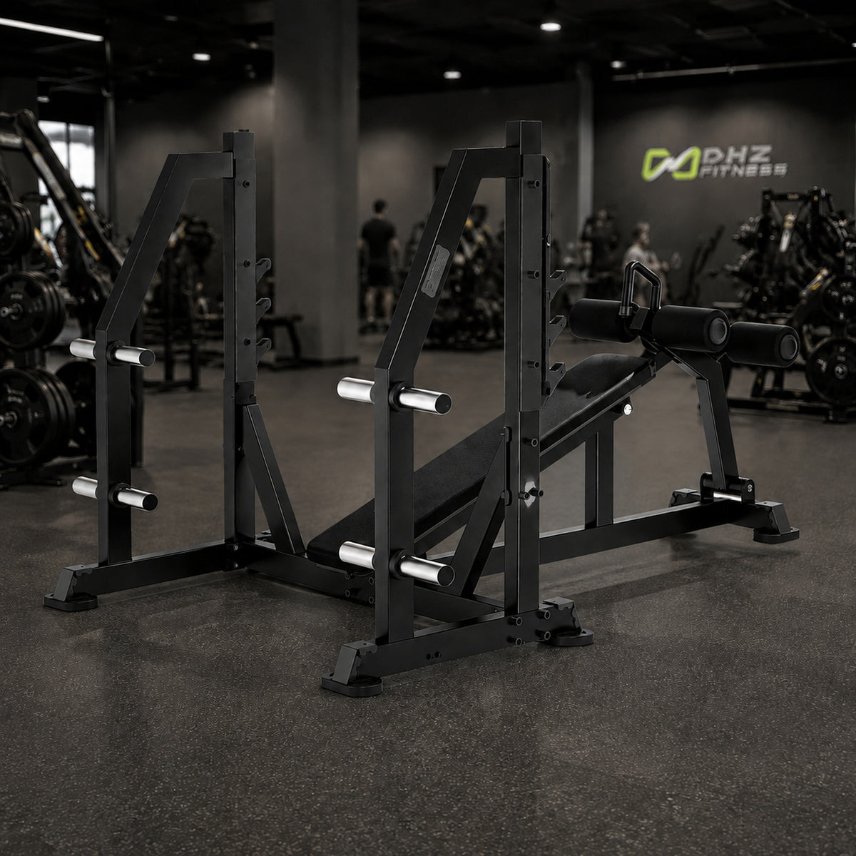 DHZ TITAN Mechanix Y973ZA Olympic Decline Bench - Plate Loaded Negativbank für Langhanteltraining – olympic decline bench obsidian black premium