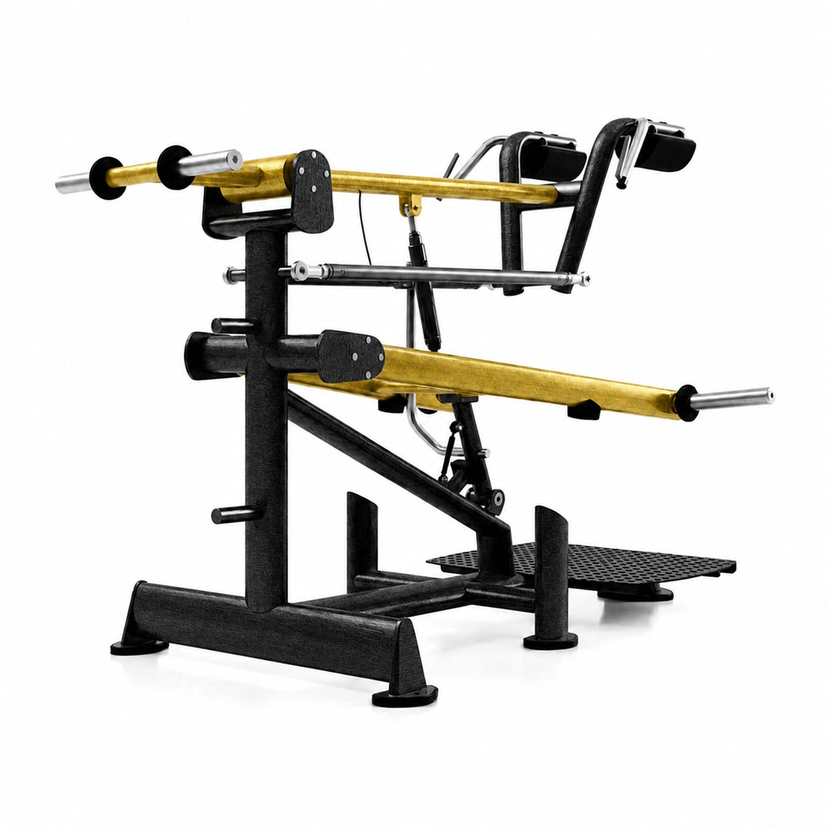 DHZ TITAN Extreme T912 Super Squat – Kniebeugenmaschine für Gesäß- und Beintraining – super squat schwarz gold rueckansicht
