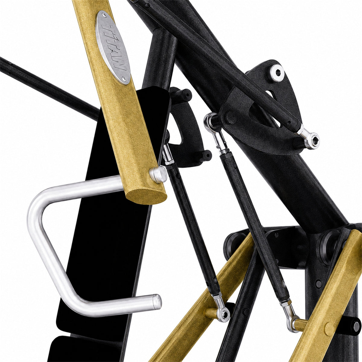 DHZ TITAN Extreme T914 Super Vertical Chest Press – Brustpresse für obere Brustmuskulatur – super vertical chest press schwarz gold mechanik detail