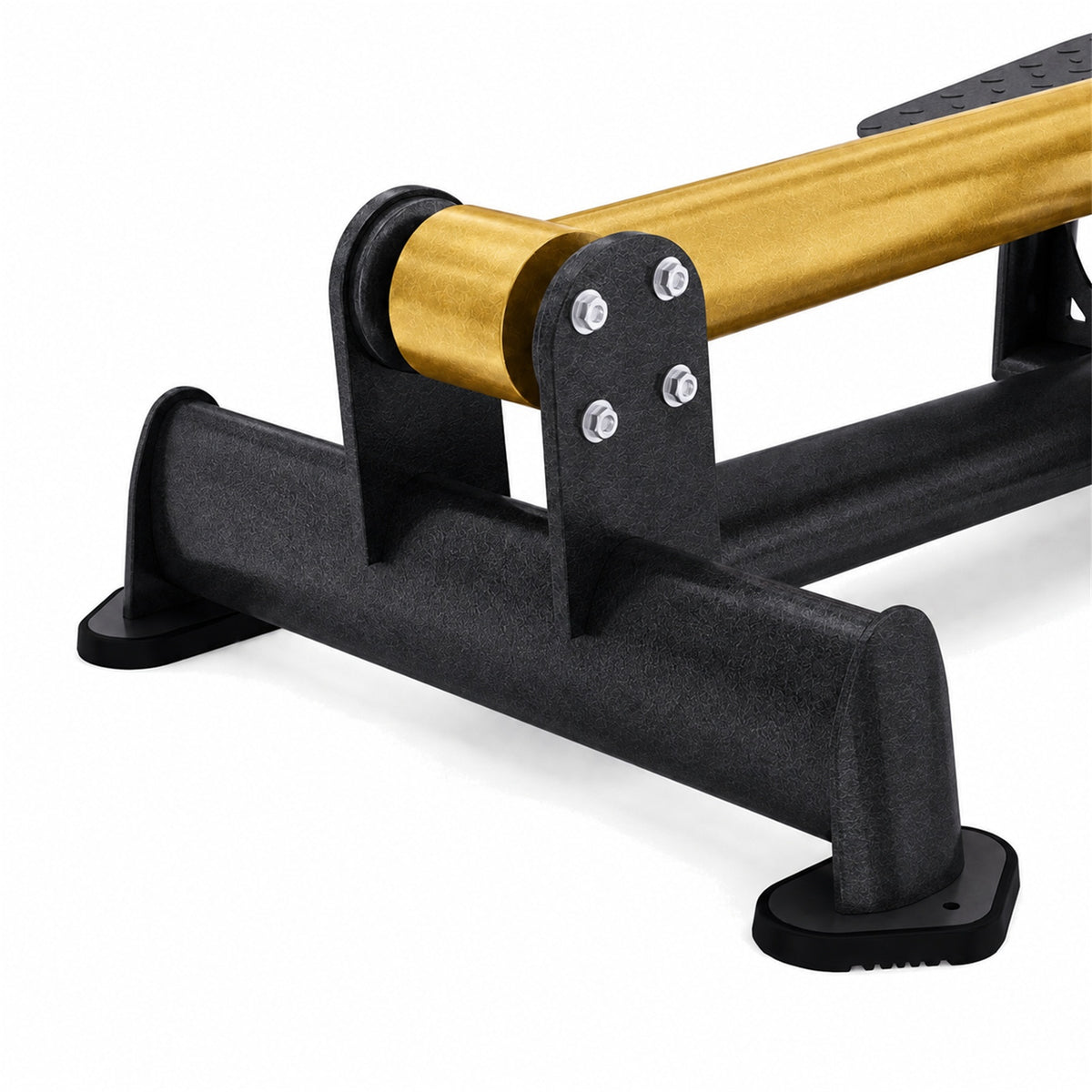 DHZ TITAN Extreme T917 Standing T-Bar Row – Professionelle Rudermaschine für effektives Rückentraining – standing t bar row rueckentraining schwarz gold gelenkmechanik detail