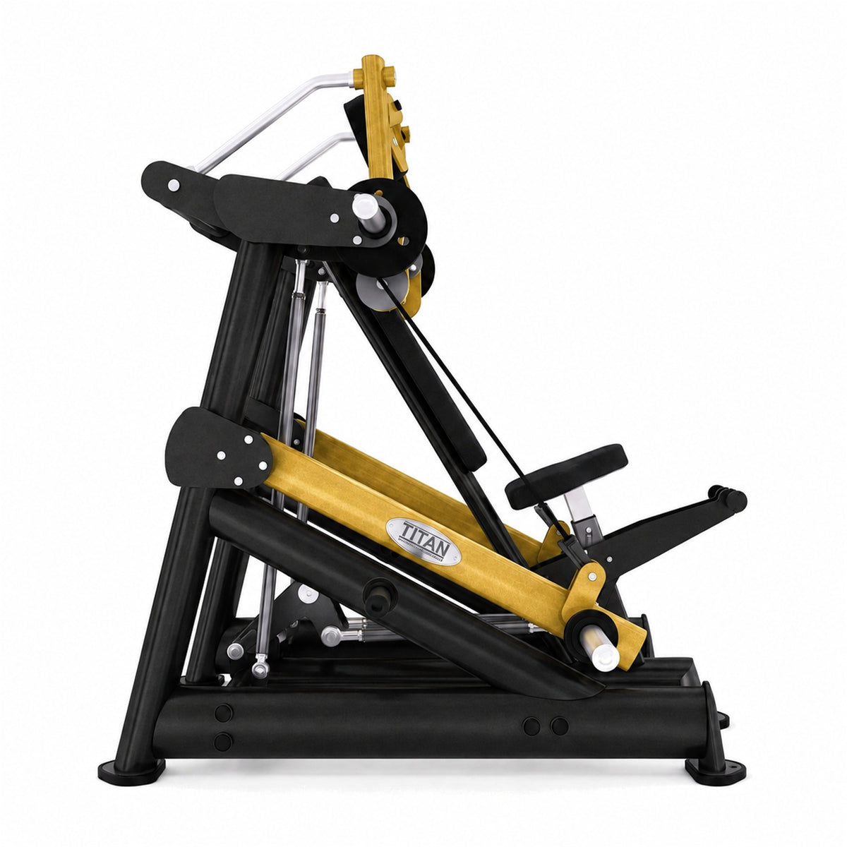 DHZ TITAN Extreme T920 Pull Over – Pullover-Maschine für Latissimus- und Oberkörpertraining – pull over latissimusmaschine schwarz gold seitenansicht links