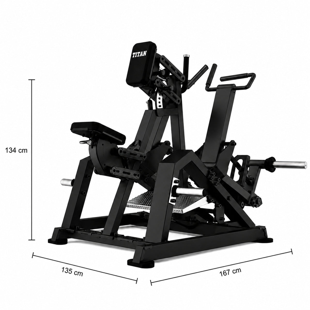DHZ TITAN Mechanix Y930ZA Row - Plate Loaded Rudergerät für Rückentraining – row obsidian black abmessungen