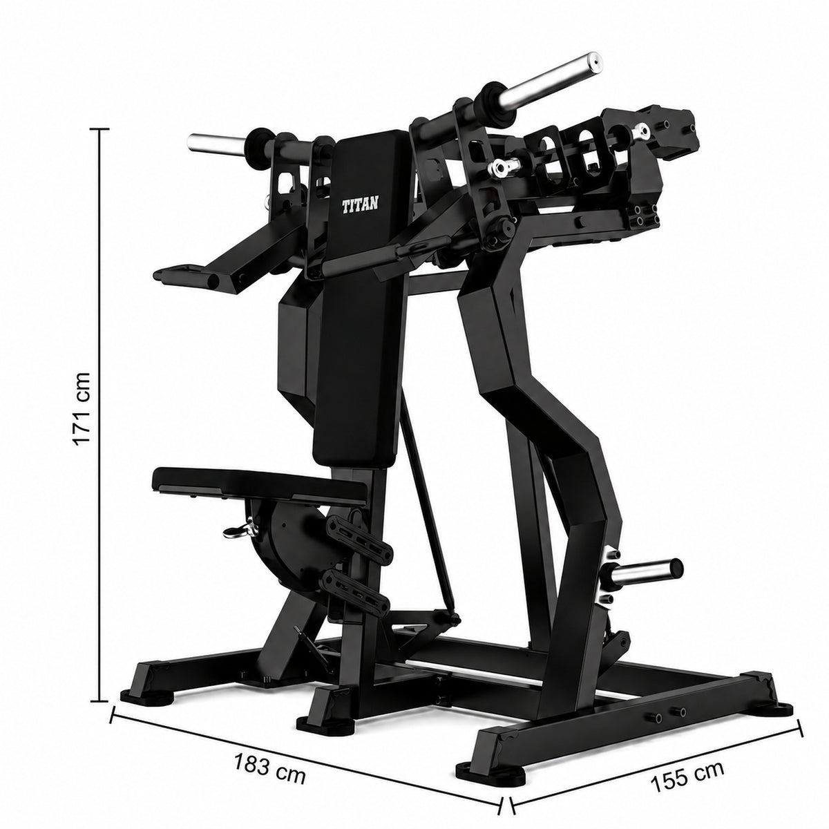 DHZ TITAN Mechanix Y935ZA Shoulder Press - Plate Loaded Schulterpresse für professionelles Oberkörpertraining – shoulder press obsidian black abmessungen