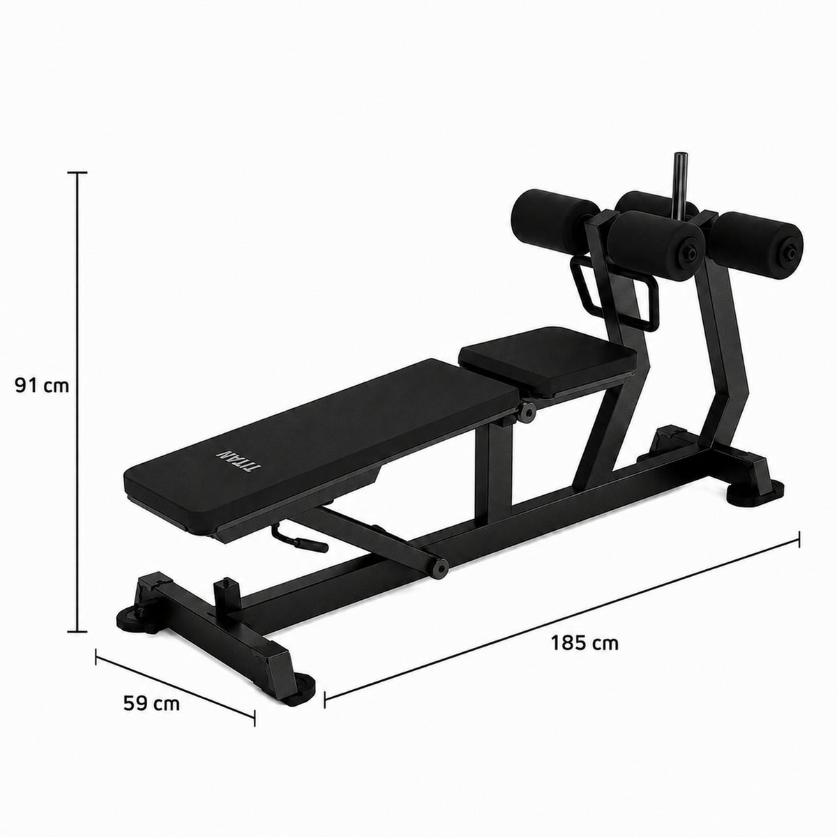 DHZ TITAN Mechanix Y977ZA Adjustable Decline Bench – Verstellbare Negativbank – adjustable decline bench obsidian black abmessungen