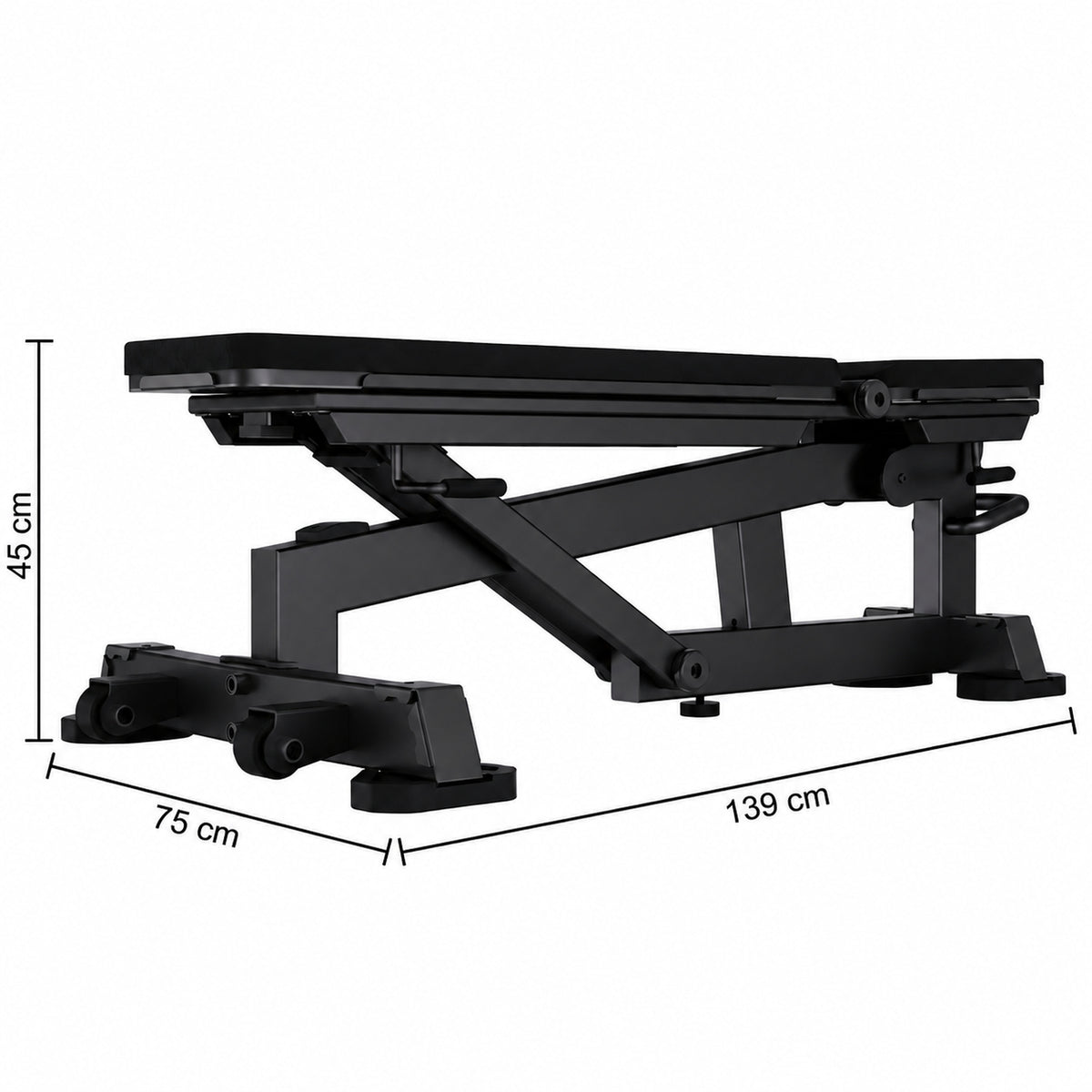 DHZ TITAN Mechanix Y978ZA Super Bench - Verstellbare Trainingsbank (FID) für Freihanteltraining – super bench obsidian black abmessungen