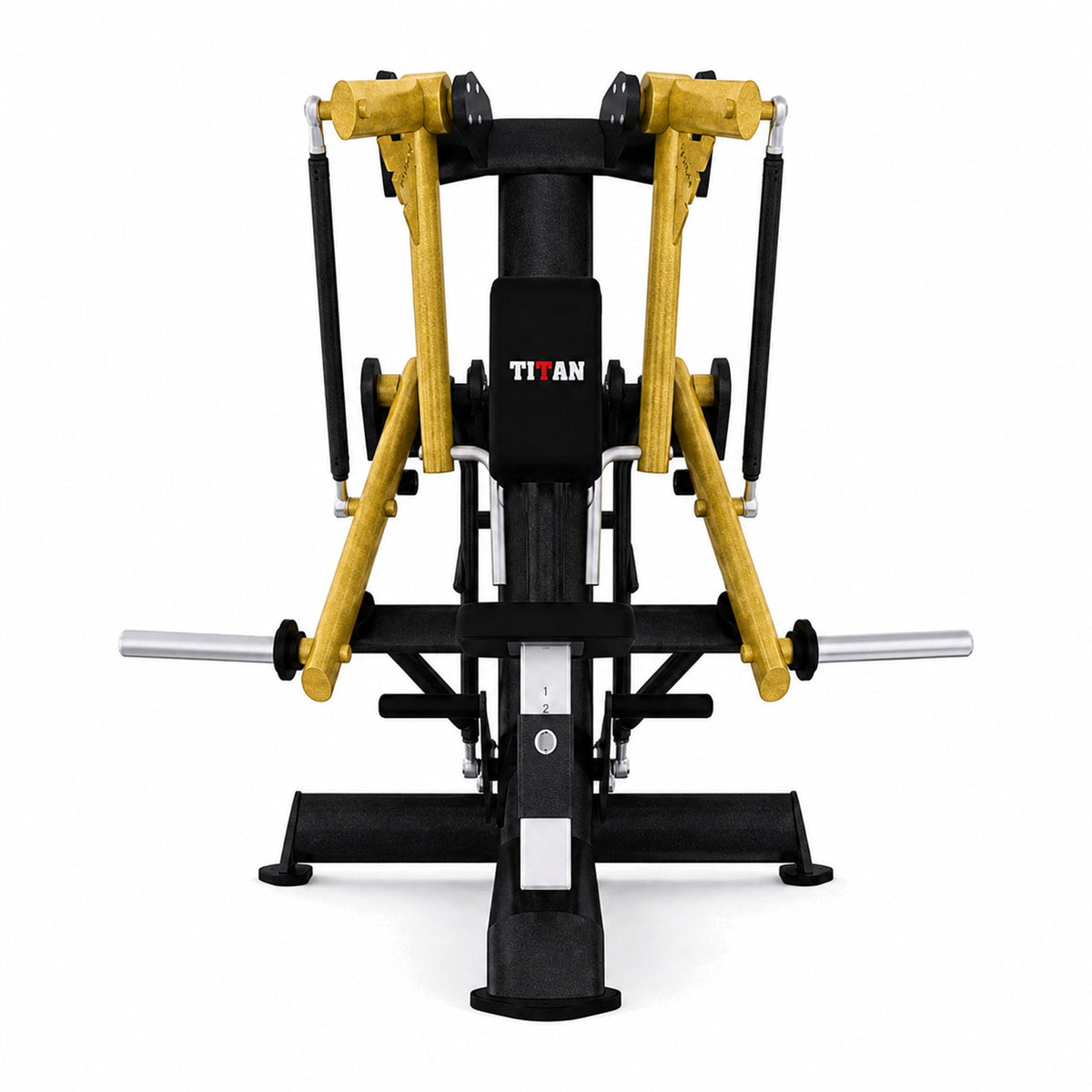 DHZ TITAN Extreme T904 Super Low Row Rudermaschine für oberen Rückenaufbau – super low row schwarz gold frontansicht