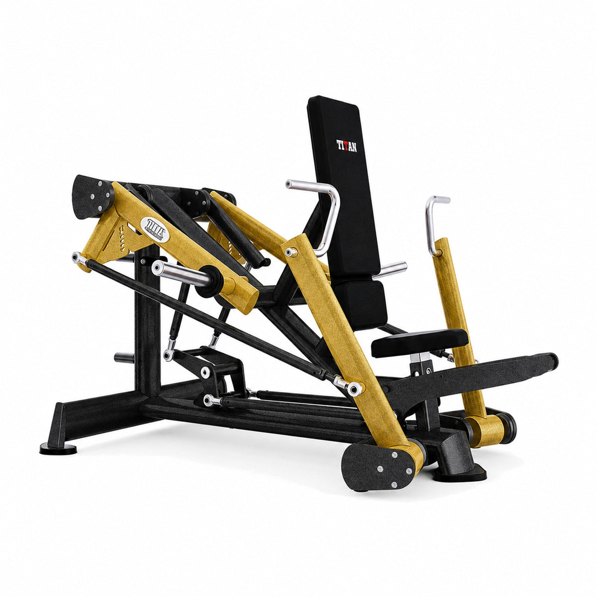DHZ TITAN Extreme T905 Super Decline Chest Press – Brustpresse für unteres Brusttraining – super decline chest press schwarz gold produktansicht 05