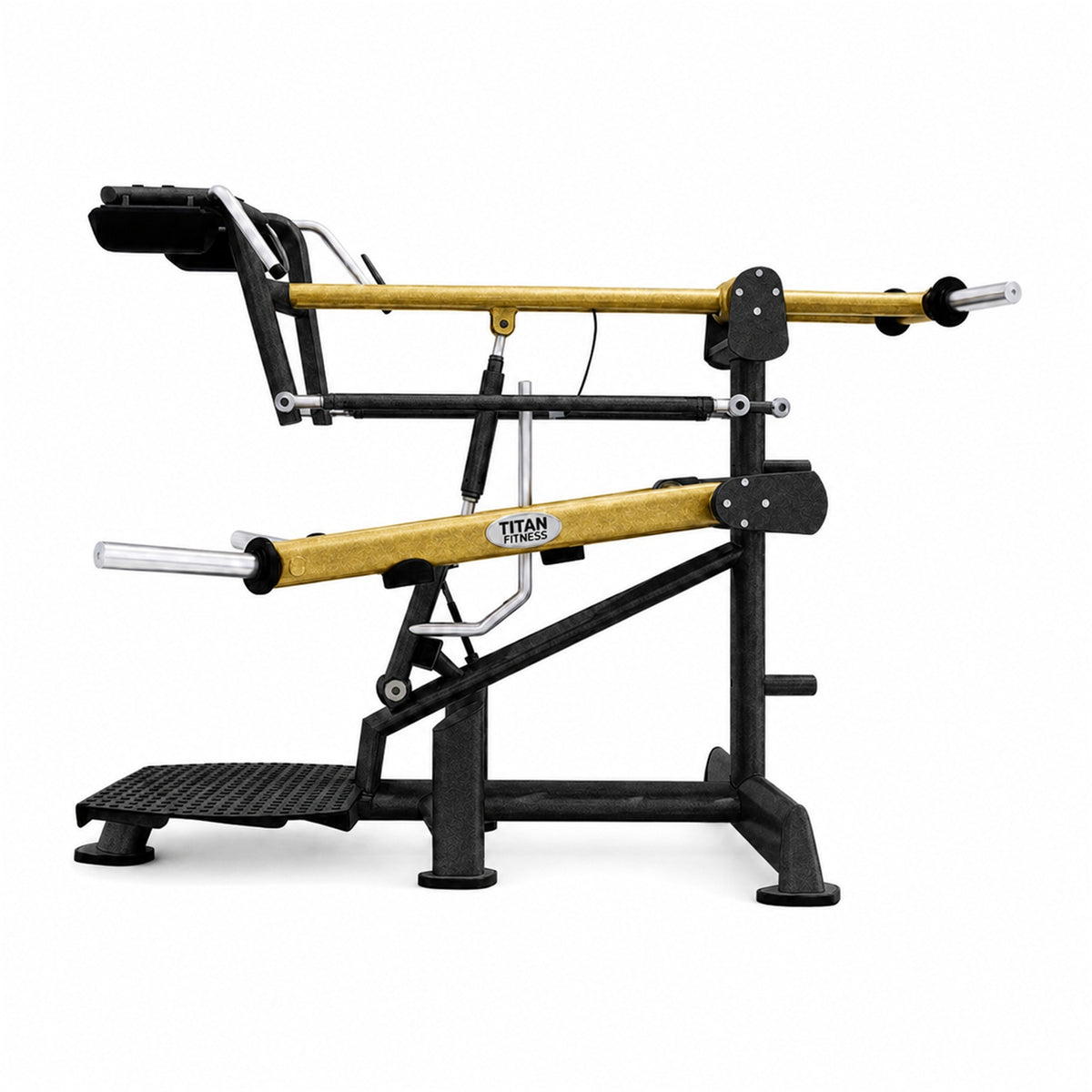 DHZ TITAN Extreme T912 Super Squat – Kniebeugenmaschine für Gesäß- und Beintraining – super squat schwarz gold seitenansicht