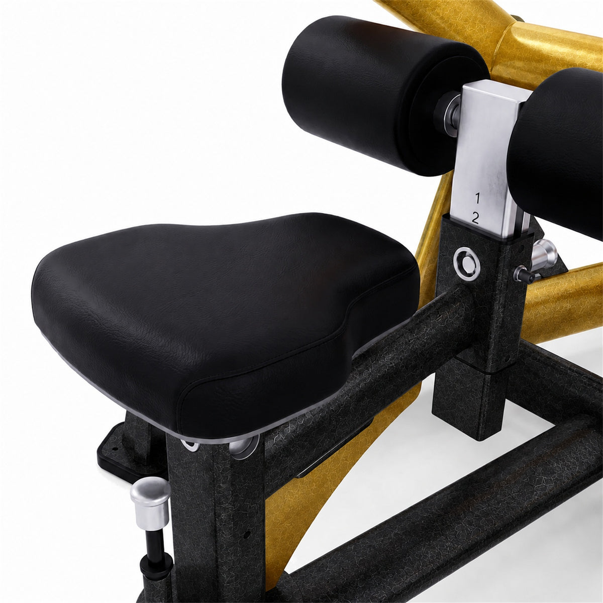 DHZ TITAN Extreme T913 Dips Press Dual System – Dip-Maschine für Trizeps- und Brusttraining – dips press schwarz gold sitzverstellung detail