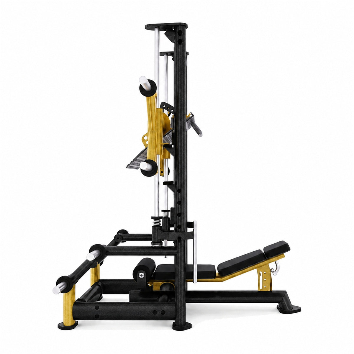DHZ TITAN Extreme T919 Vertical Leg Press – Vertikale Beinpresse für Quadrizeps- und Beintraining – vertical leg press beinpresse schwarz gold seitenansicht