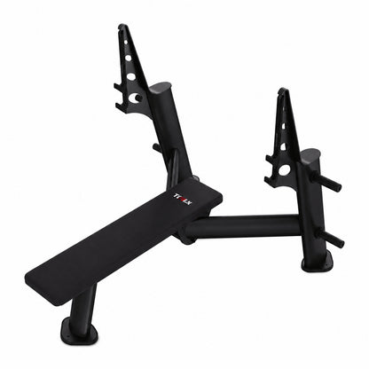 DHZ TITAN Extreme T933P Olympic Flat Bench – Olympische Flachbank – olympic flat bench langhantelbank obsidian black erhoehte dreiviertelansicht