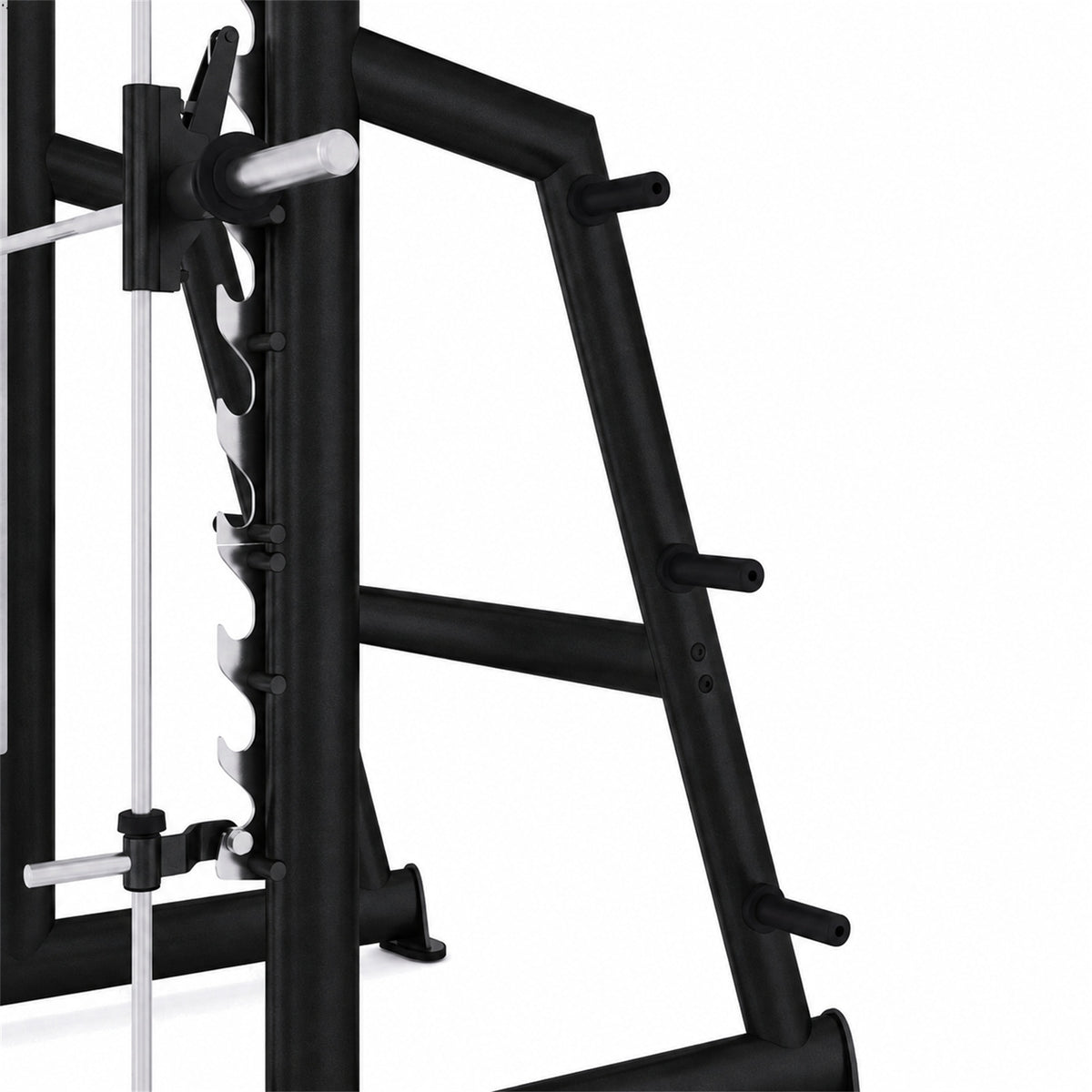 DHZ TITAN Extreme T938 Smith Squat Rack – Professionelle Smith Machine – smith squat rack sicherheitsablage detail obsidian black
