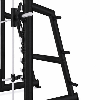 DHZ TITAN Extreme T938 Smith Squat Rack – Professionelle Smith Machine – smith squat rack sicherheitsablage detail obsidian black