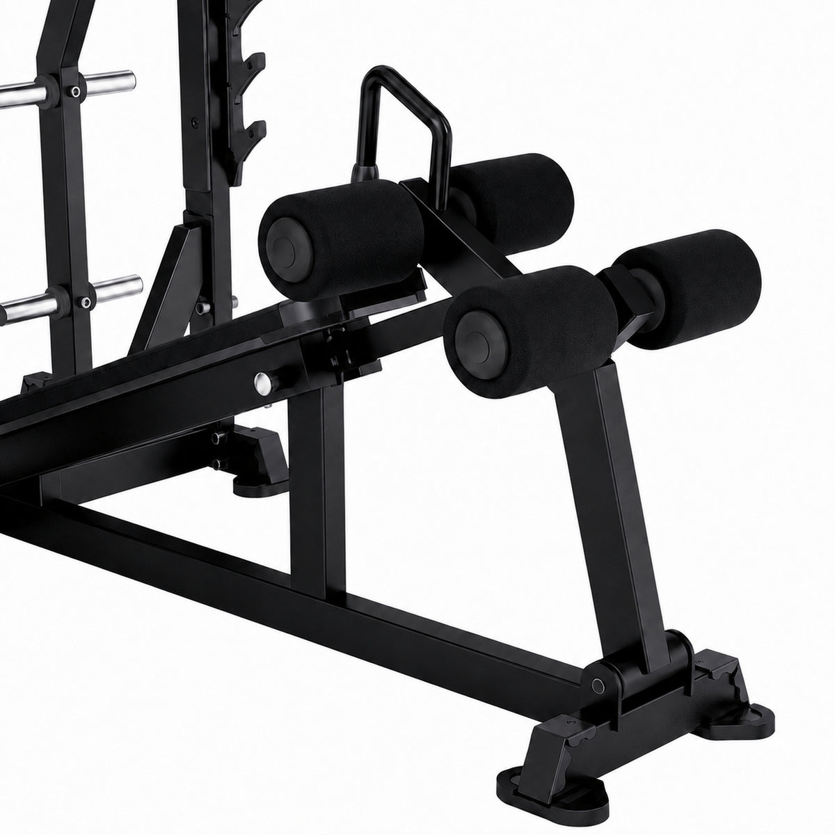 DHZ TITAN Mechanix Y973ZA Olympic Decline Bench - Plate Loaded Negativbank für Langhanteltraining – olympic decline bench obsidian black beinpolster detail