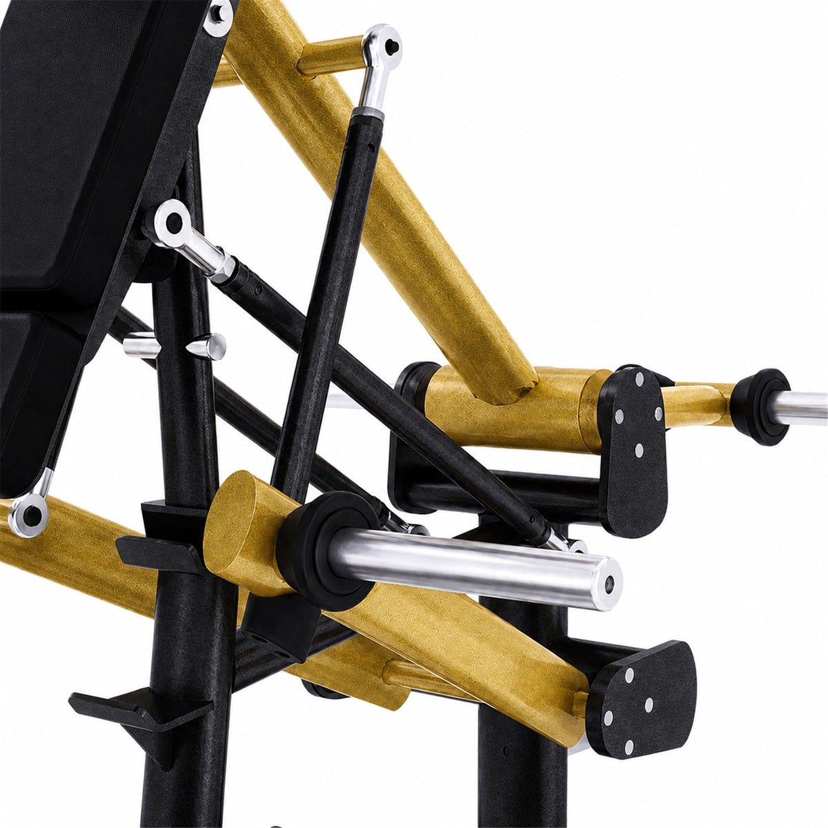 DHZ TITAN Extreme T911 Power Squat – Kniebeugenmaschine für Bein- und Gesäßtraining – power squat schwarz gold mechanik detail
