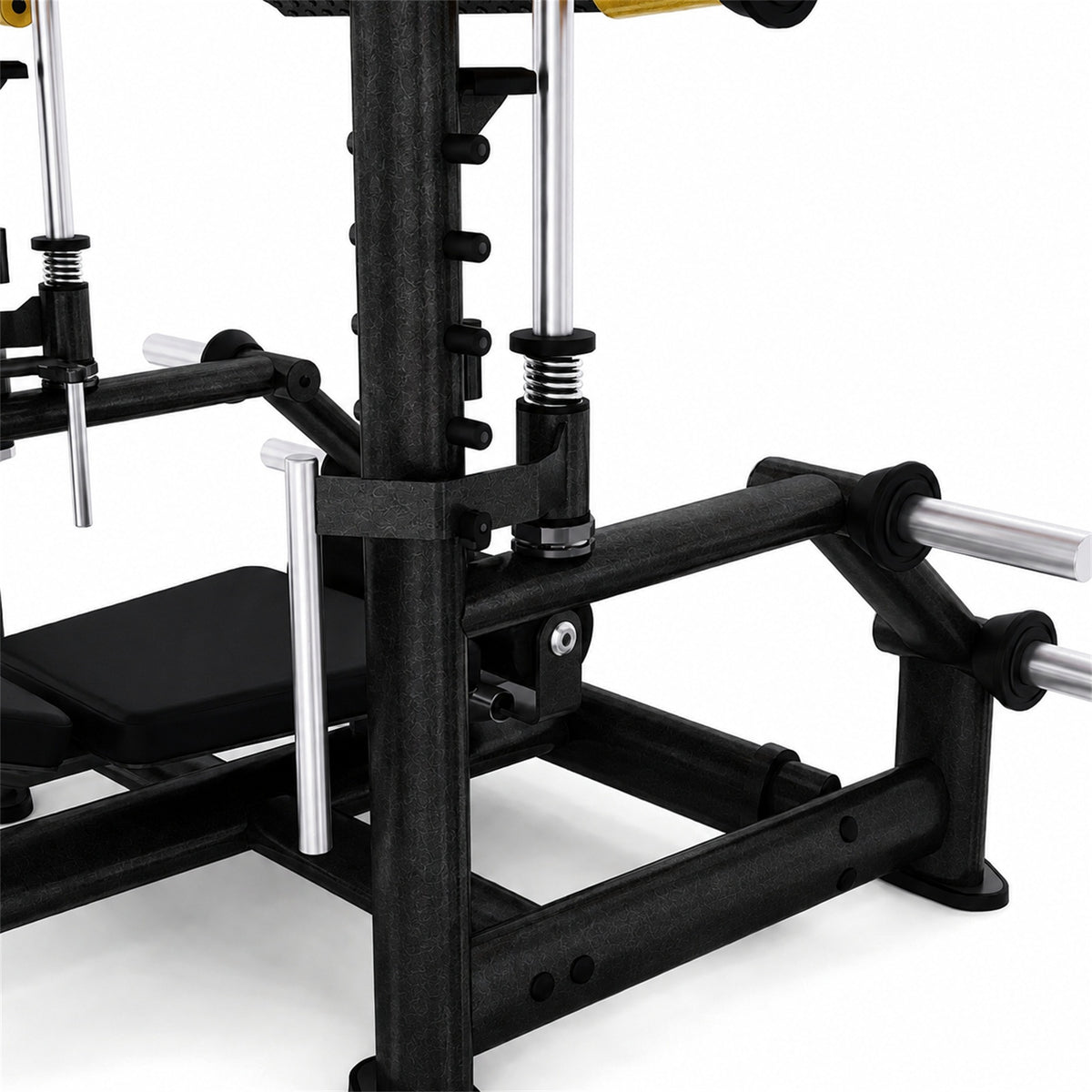 DHZ TITAN Extreme T919 Vertical Leg Press – Vertikale Beinpresse für Quadrizeps- und Beintraining – vertical leg press beinpresse schwarz gold rahmen mechanik detail