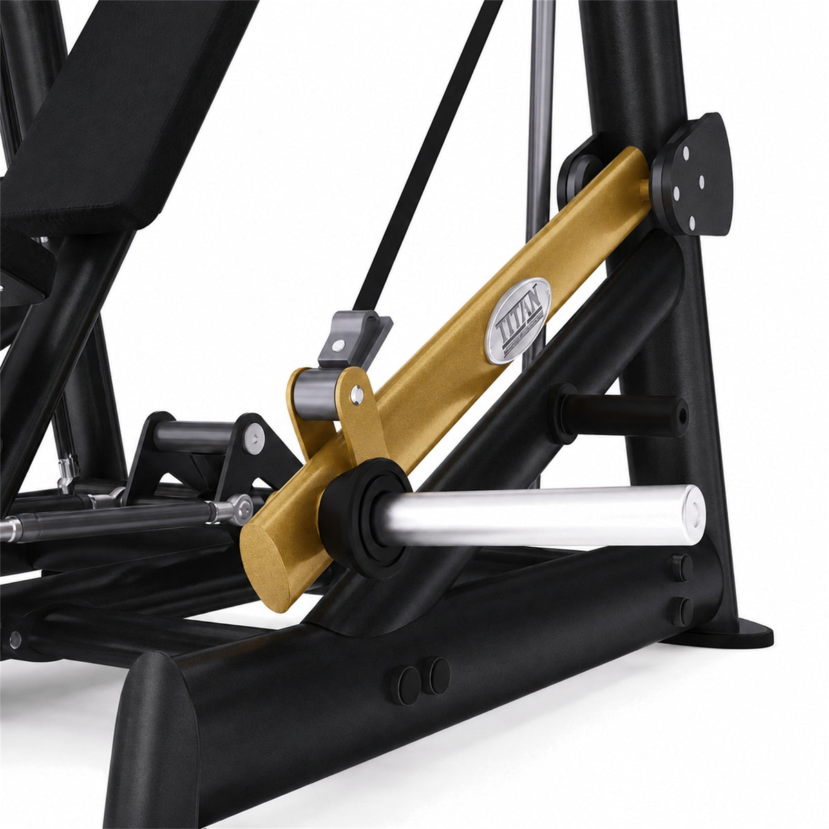 DHZ TITAN Extreme T920 Pull Over – Pullover-Maschine für Latissimus- und Oberkörpertraining – pull over latissimusmaschine schwarz gold hebel mechanik detail