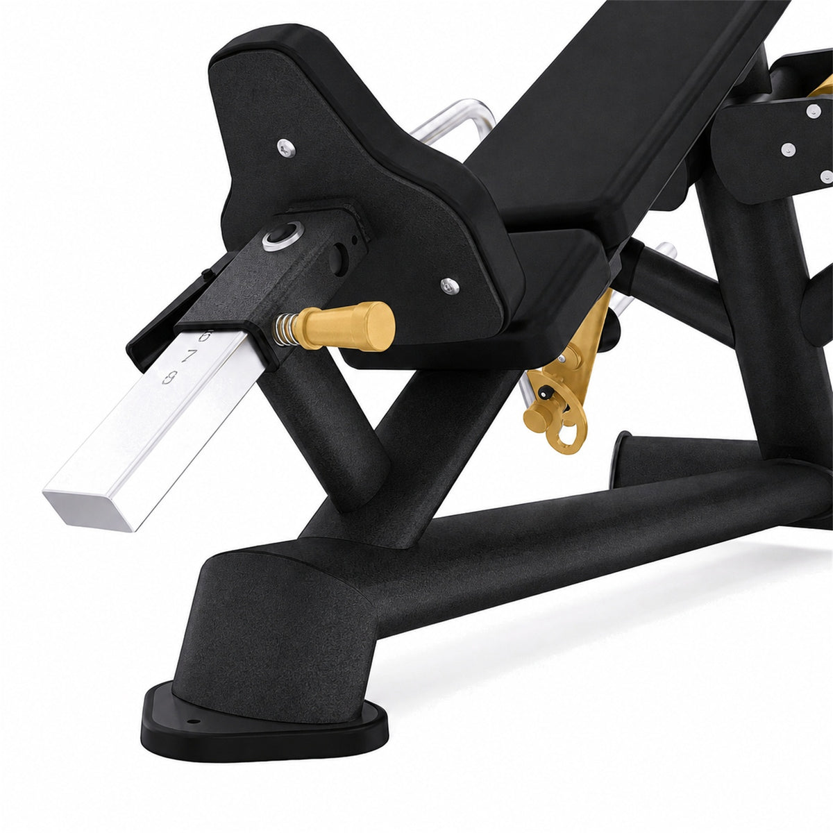 DHZ TITAN Extreme T921 Incline Fly – Schrägbank Butterfly für obere Brust – incline fly schwarz gold sitzverstellung detail