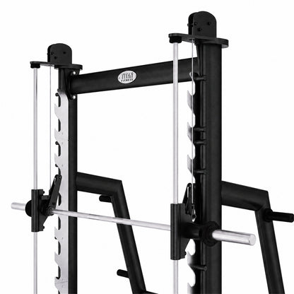DHZ TITAN Extreme T938 Smith Squat Rack – Professionelle Smith Machine – smith squat rack oberrahmen detail obsidian black