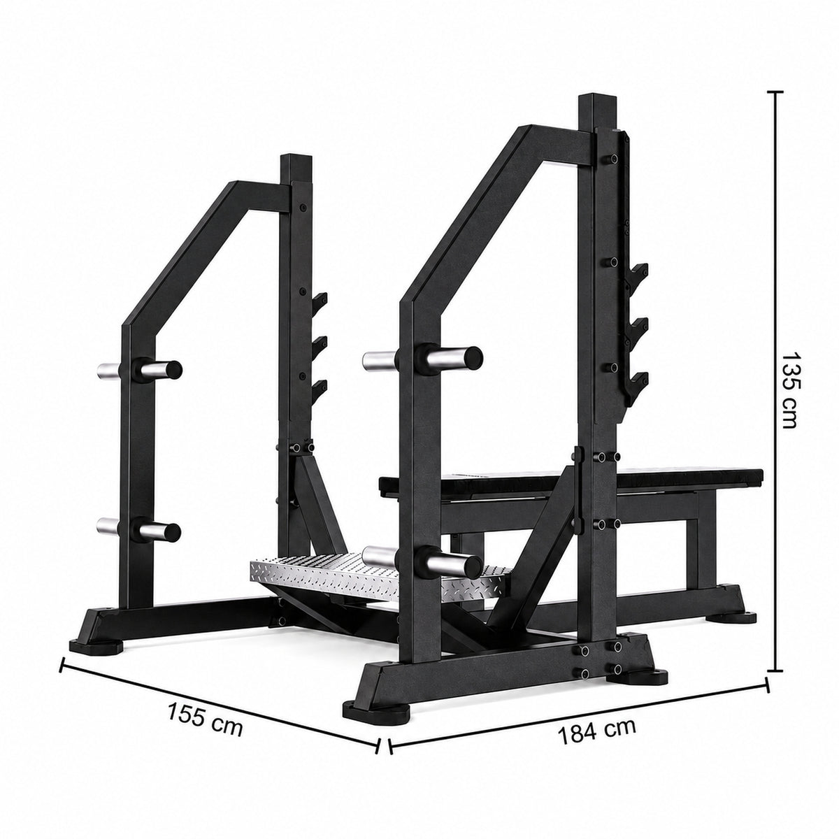 DHZ TITAN Mechanix Y972ZA Olympic Flat Bench - Plate Loaded Flachbank für Langhanteltraining – olympic flat bench obsidian black abmessungen