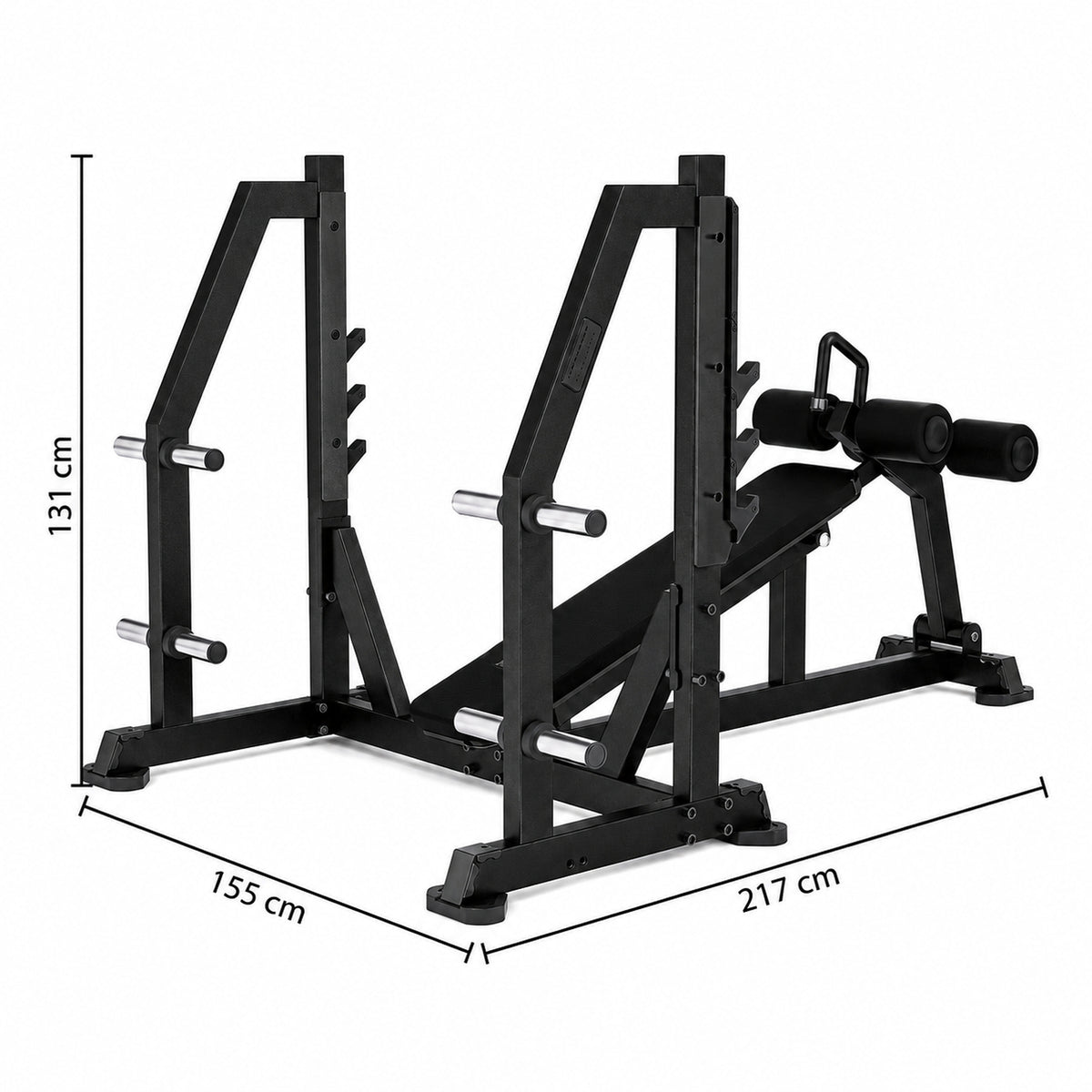 DHZ TITAN Mechanix Y973ZA Olympic Decline Bench - Plate Loaded Negativbank für Langhanteltraining – olympic decline bench obsidian black abmessungen