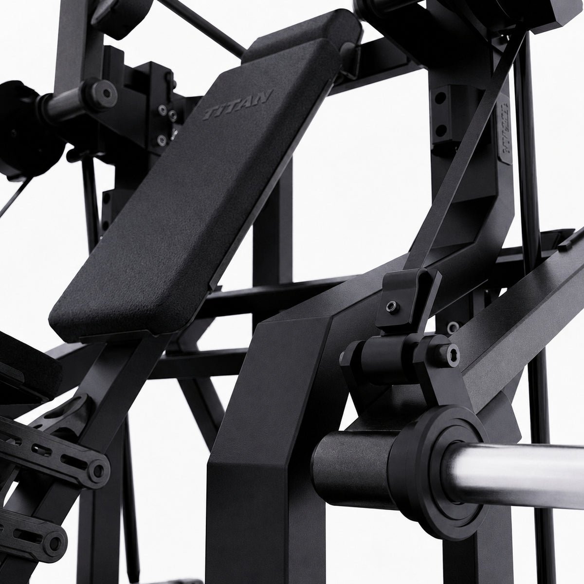 DHZ TITAN Mechanix Y983ZA Pull Over - Plate Loaded Gerät für Rücken- und Brusttraining – pull over obsidian black hebelarm detail