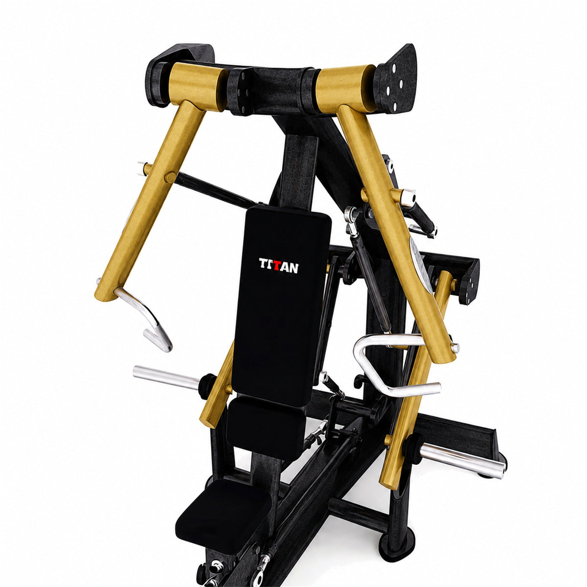 DHZ TITAN Extreme T914 Super Vertical Chest Press – Brustpresse für obere Brustmuskulatur – super vertical chest press schwarz gold frontansicht