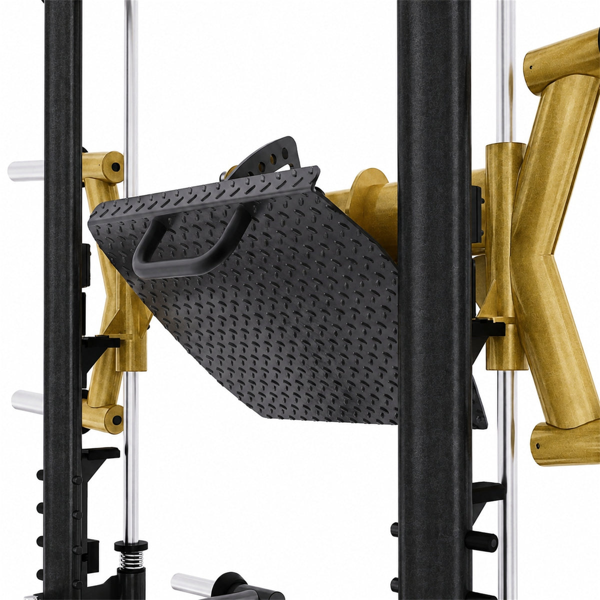 DHZ TITAN Extreme T919 Vertical Leg Press – Vertikale Beinpresse für Quadrizeps- und Beintraining – vertical leg press beinpresse schwarz gold fussplatte detail