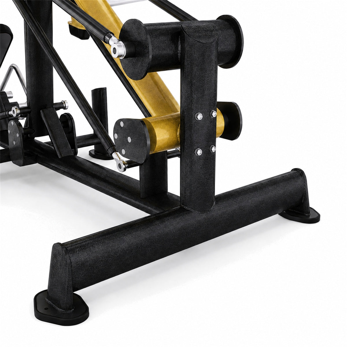 DHZ TITAN Extreme T915 Leg Press Bridge – Beinpresse für Quadrizeps- und Beintraining – leg press bridge beinpresse schwarz gold rahmenmechanik detail