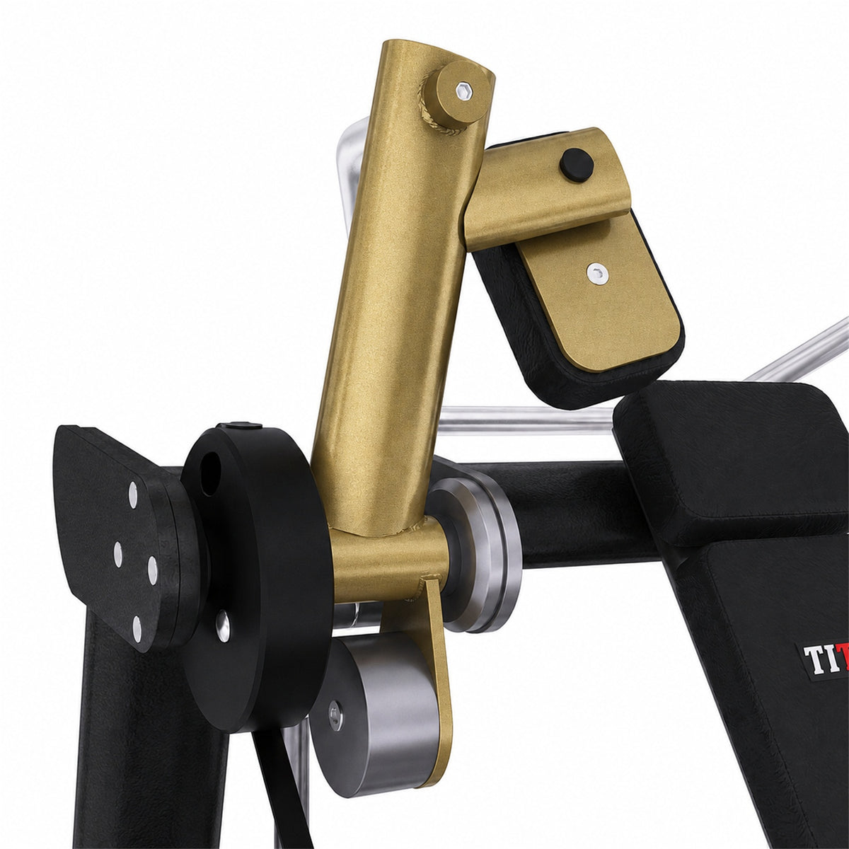 DHZ TITAN Extreme T920 Pull Over – Pullover-Maschine für Latissimus- und Oberkörpertraining – pull over latissimusmaschine schwarz gold armhebel detail