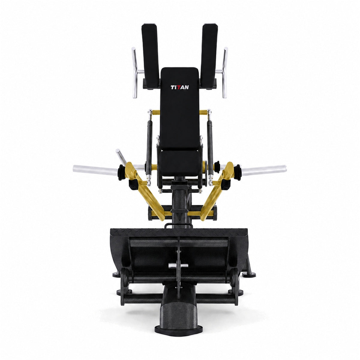 DHZ TITAN Extreme T911 Power Squat – Kniebeugenmaschine für Bein- und Gesäßtraining – power squat schwarz gold frontansicht