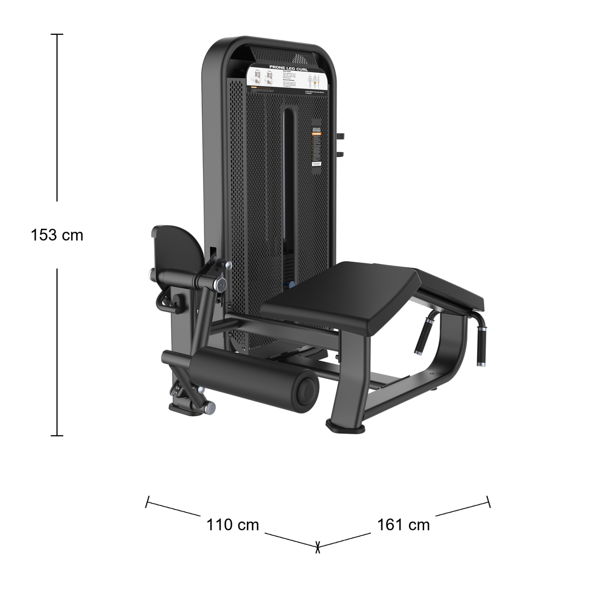 DHZ E7001 Prone Leg Curl Abmessungen 161 × 110 × 153 cm